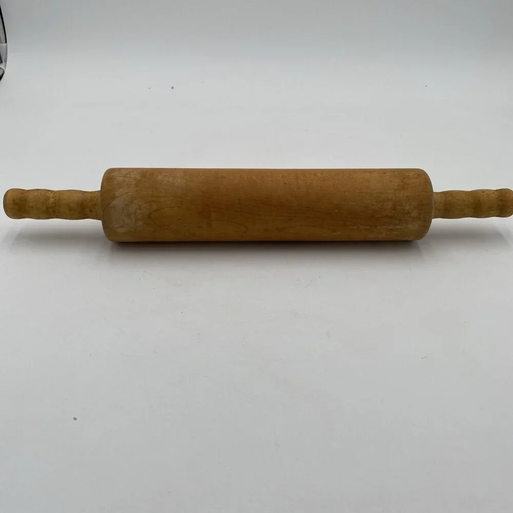 Vintage Wood Rolling Pin Handles Farmhouse Country Primative Wooden 16